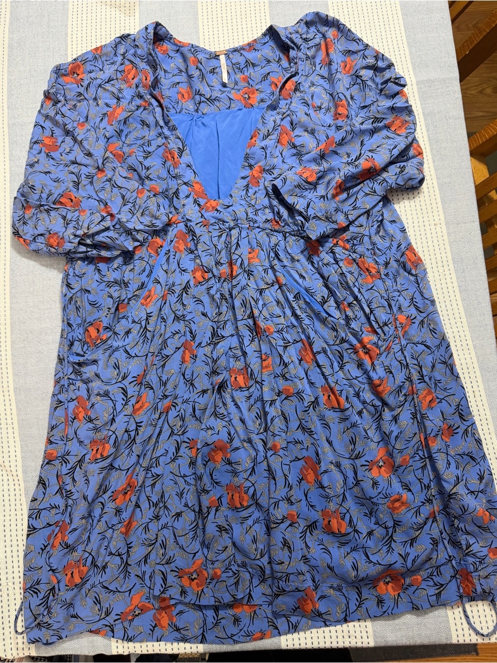 Free People Tallulah Tunic Dress- Blue Floral - Picture 3 of 10
